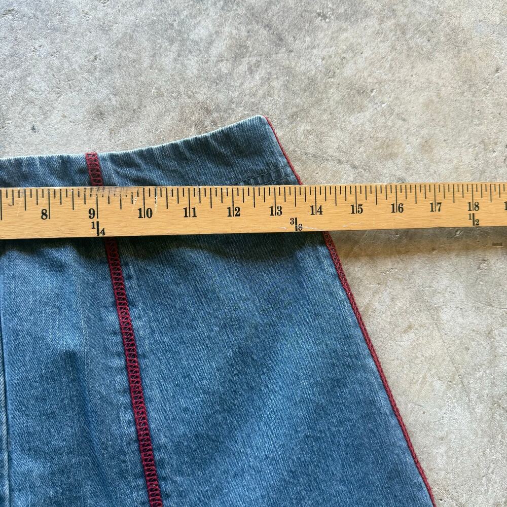 Vtg 1990s Liz Claiborne Denim Skirt Embroidered Accents Womens Size 2 Petite - Picture 6 of 7
